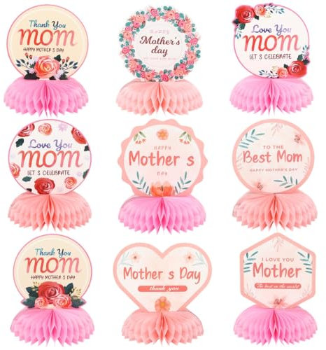 Centrotavola 3D a nido d'ape per festa della mamma, decorazione floreale con stampa fronte/retro, da assemblare rapidamente