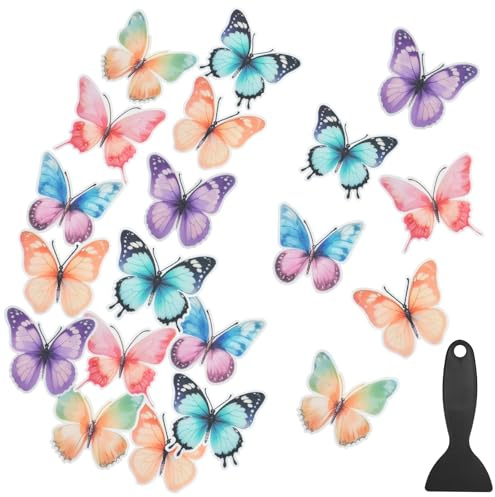 BOJVESH 30 adesivi antiscivolo per vasca da bagno, a forma di farfalla, adesivi per pavimenti con raschietto di alta qualità, decalcomanie di sicurezza per pavimenti per bagno, scale della doccia