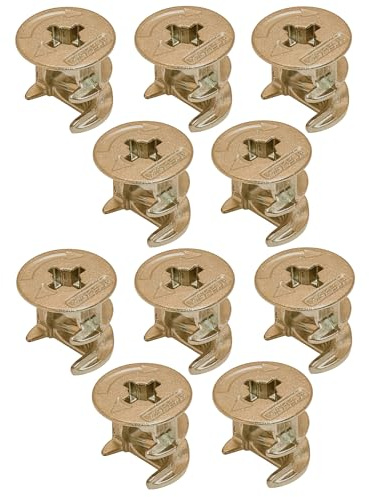 cyclingcolors 10x Dado per giunto eccentrico connettore ricambio per collegamento mobili cassetti armadi scaffali, nichelato con bordo 15x16mm