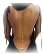 MIYUEFAN Strass Rückenkette Gold Silber für Rückenfreies Kleid, Y-Halskette Lange Kette Zurück Halskette Strand Braut Hochzeit Prom Party Körperschmuck für Frauen (Gold)