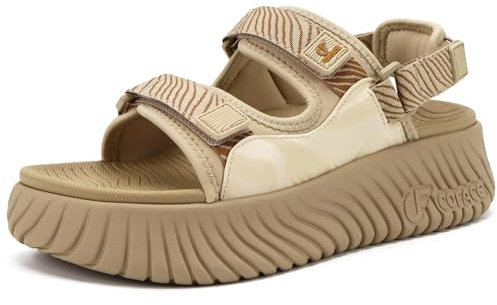 COFACE Womens Orthopedic Walking Sandals with Comfortable Arch Support | Outdoor Athletic Lightweight Platform Sandles Plantar Fasciitis Sport Recovery Adjustable Strap Thick Cushion Slides