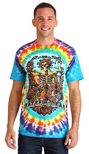 Liquid Blue mens Grateful Dead Rainbow Bertha Tie Dye Short Sleeve T-shirt T Shirt, Multi Tie Dye, X-Large US