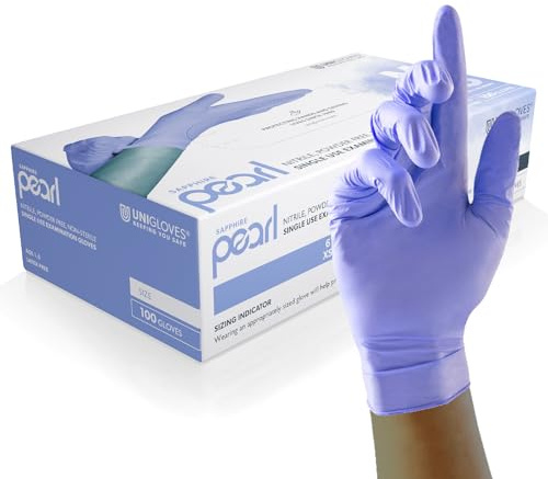 Unigloves Sapphire Pearl Guanti Monouso in Nitrile - Resistenti, Senza Polvere e Senza Lattice - Adatti per uso Sanitario, Alimentare e Professionale - Confezione da 100, Zaffiro, Taglia S (GP0082)