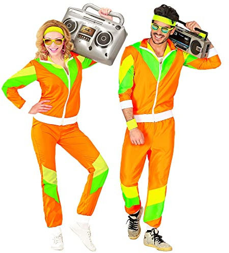 W WIDMANN MILANO Party Fashion - Tuta da ginnastica, giacca e pantaloni, outfit anni '80, tuta da jogging per carnevale e feste