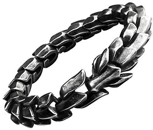 Titanium Stainless Steel Chinese Dragon Bracelet Link Chain Chunky Jewellery for Men Boys 15mm 22cm Black