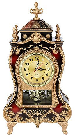 Haokaini Schreibtischuhr Vintage Retro Tischuhr im Europäischen Stil Antik Kunststoff Wecker Schreibtisch Wecker für Zuhause Hotel Wohnzimmer Schlafzimmer Büro Dekor