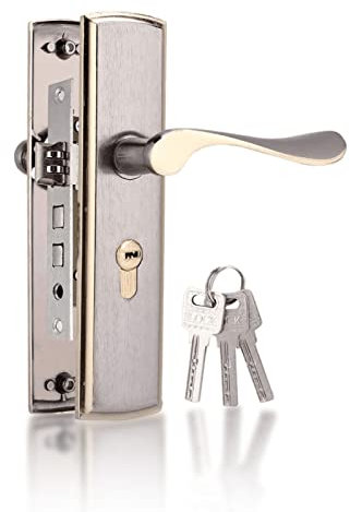 Serrure de Porte à Mortaise Avec Poignée - Levier Euro Pour Chambre et Salle de Bain