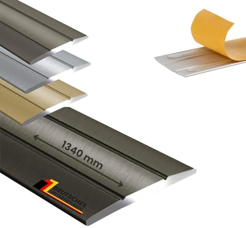 Profilé de transition en métal | Bande de sol en aluminium pour parquet, stratifié, PVC, liège | Forme en C | Pré-percé ou auto-adhésif (Largeur : 36 mm | Longueur : 134 cm, Bronze | Auto-adhésif)