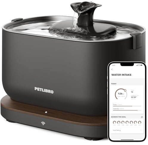 PETLIBRO Cat Water Fountain, App Monitoring Pet Fountains for Cats Indoor with Stainless Steel Tray, 2.5L/84oz Dockstream Automatic Water Dispenser for Drinking, 2.4G Wi-Fi Smart Bowl Inside