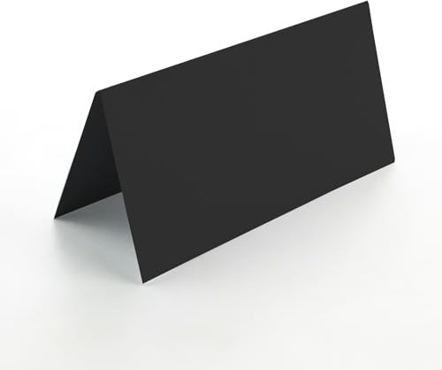 Lot de 100 cartons de table, vierges, 10 x 5 cm, pour marque-place, étiquettes nominatives, anniversaires, mariages, baptêmes, réservations de table, etc - Noir