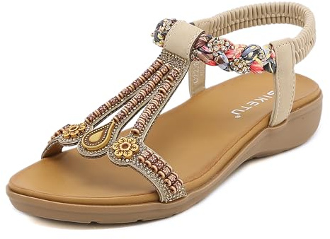 Meik Mangni Mujer Sandalias Planas Bohemio C Beige 38 EU