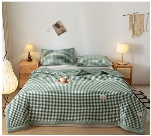 GOFOHIMI Colcha Acolchada 100% Algodón Edredón Reversible Estampada a Cuadros Colcha, Ligero y Transpirable, para Verano Cama Matrimonio Individual