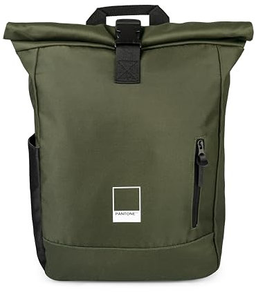 PANTONE™ Urban – Rucksack Damen und Herren, Rucksack Schule Rucksack Wasserdicht Polyester, Wanderrucksack Reiserucksack 22L 64x30x13 Ausgerollt, Rolltop Rucksack Taschen Gepolsterter Laptop-Rucksäcke
