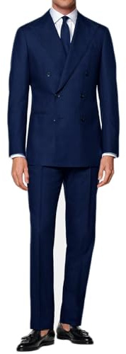 VEQUÈ Abito da Uomo Cerimonia Elegante Doppiopetto Vestito Completo Sartoriale Doppio Petto Giacca e Pantalone Formale (IT, Numero, 46, Regular, Regular, Royal)