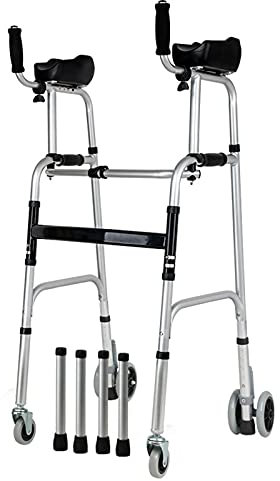 Rollator Pieghevole Rollator Walkers Standard Walkers Per Anziani, Walker Verticale Per Anziani Rollator Pieghevole Leggero Per Mobilità Con Ruote E Bracciolo Imbottito, Rimovibile, Altezza Regolabi