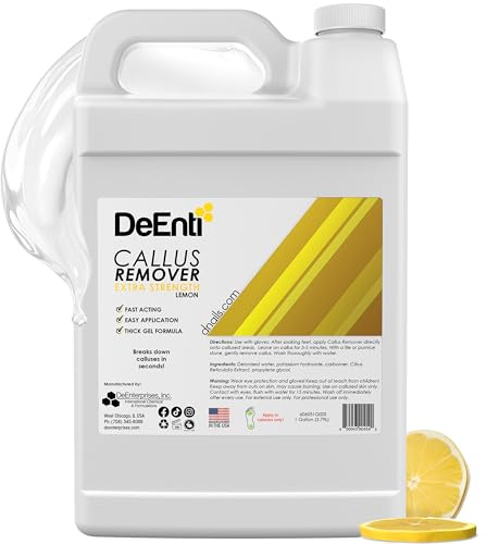 DeEnti Callus Remover for Feet, Extra Strength Foot Callus Remover Gel, 128oz Salon Grade Home Pedicure Supplies for Dry Skin, Cracked Heel, Professional Strength Foot Care, Lemon