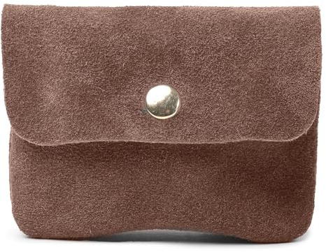 COCINUT – Monedero de Piel Genuina Tipo Nobuk para Mujer y Hombre – Estilo Suave y Sofisticado, Capacidad Extra, Trabajo y Ocio – 11x8.5x2.5cm, Marrón