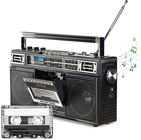 Kassettbandsinspelare, Bluetooth Boombox, inbyggd högtalare, SD/USB-ingång, klassisk 80-talsstil med modern teknik