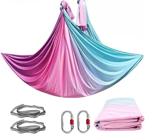 (6M*2.6M) Aerial Yogatuch Hängematte | Vertikaltuch | Trapez Schaukel | Yogatuch zum Aufhängen | Aerial Silks | Akrobatik Tuch | Yoga Schaukel Hochelastischer Stretching Band für Erwachsene(1)