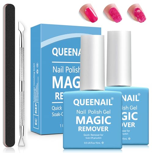 2 Pezzi 15 ml Solvente Per Smalto Semipermanente, Remover Semipermanente Unghie,Rimuove Facilmente e Rapidamente Gel in 3-5 Minuti, Con Spingi Cuticole e Raschietti, Non fa Male Alle Unghie