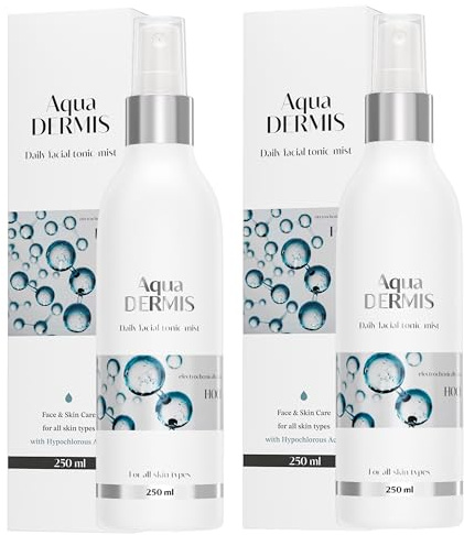 AquaDERMIS HOCl Non-Alcoholic Hypochloric Acid, 250ml (Pack of 2) | Lugnande dimma som återfuktar och fräschar upp känslig och reaktiv hud utan alkohol.