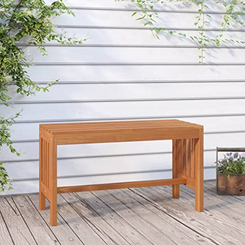 Mokuyary Trädgårdsbänk, 80 cm, massivt trä, eukalyptus, sittbänk, parkeringsbänk, utomhusbänk för trädgård, terrass, balkong