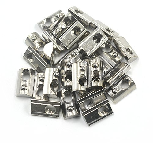 M8 Thread T Spring Nut, Mergorun Silver European Standard 40 Series Aluminum Slot Carbon Steel Half Round Roll in Spring T Slot Nut with M8 Thread Pack of 30