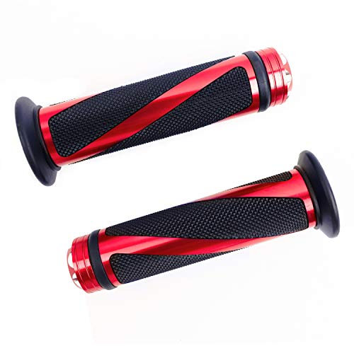 SFONIA 2pcs Motorrad Hand Griffe Lenkergriffe 22MM 7/8 Anti-Rutsch-Gummi Gasgriff Motorrad Universal für Motorrad-Roller Quad Cruiser Offroad (Rot)