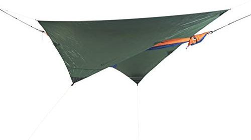 Biljett till Moon Fair Trade & handgjord ultralätt hängmatta lättaste presenning – skydd mot regn/sol/vind, vattentålig upp till 2 000 mm, diagonal: 3,5 m, 373 g, inställning < 1 min.