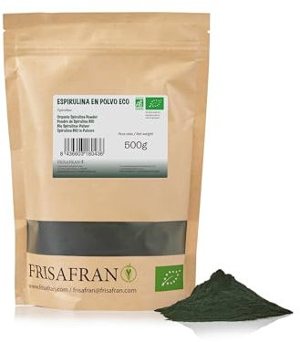 FRISAFRAN | Spirulina Biologica in Polvere 500g | Spirulina BIO | Spirulina Naturale e Pura | frullati-bevande | spirulina Bio polvere | Alga Spirulina | Alga Spirulina | Fonte di Vitamine | compresse