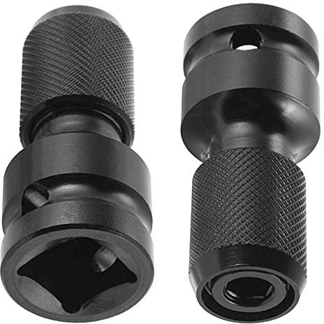 DXLing 2 Stücke Stecknuss-Adapter 1/2 Vierkantantantrieb auf 1/4 Sechskantschaft , Sechskantschaft Adapter für Schlagratschenschlüssel Schraubendreher Bit-Halter