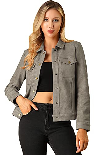 Allegra K Chaqueta de abrigo para mujer, marrón, M