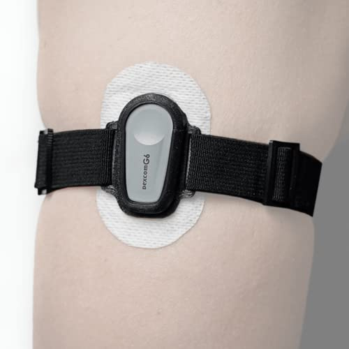 DiaBrothers Dexcom G6 fixeringsband fixeringshållare med justerbart armband – hållare: svart – armband: svart – storlek: M (25–35 cm)