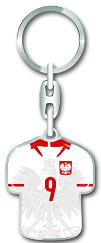 Nation Polen Trikot Schlüsselanhänger WM Fussball - Metall-Keyholder mit 3D Effekt. World Cup Design