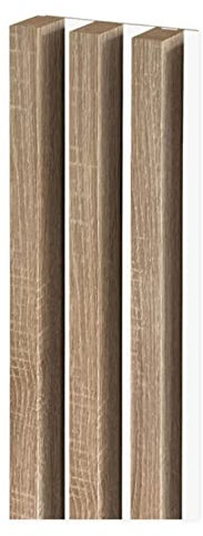 Clamaro 'Artem' 4 Lamellenwand Paneele mit je 3 Lamellen á 28x37 mm x 275 cm* | Holzlamellen vormontiert auf Rückwand für z.B. Akustikpaneele oder Wandpaneele | Eiche Sonoma mit weißer Rückwand