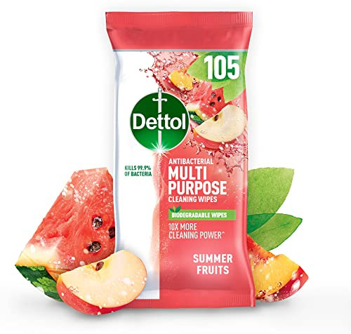 Dettol Antibacterial Cleaning Wipes Summer Fruits 105s