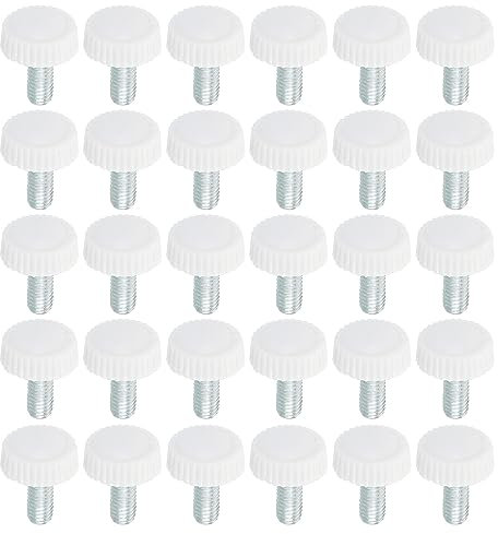 PATIKIL M5x12mm Estriado Mariposa Tornillos 30 Uds Macho Rosca Redondo Sujeción Tornillos Perillas Mano Agarre Pernos Montaje Sujetadores para Iluminación Muebles Herraje Blanco