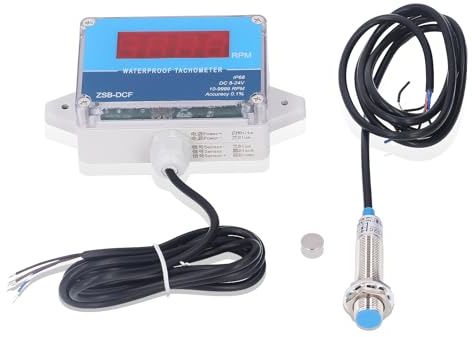 Varvräknare, hallsensor 10-9999 varv/min motorhastighetsmätare röd LED digital display DC 8V-24 V 4 siffror för enheter