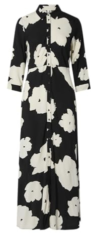 YAS Women's Yassavanna Long Shirt Dress S. Noos Dress, Black/Aop: mille, L