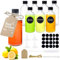 Mispudin Shot Flaschen zum Befüllen, 8 x 100ml Ingwer Shot Flaschen, Kleine Glasflaschen mit Deckel, mit 4x Kleinen Trichtern, 8x Etiketten, 1x Reinigungsbürste und 1x Stift