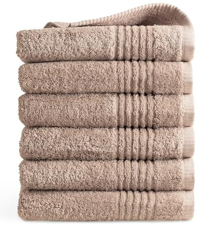 PHLOX Handtuch Set 50 x 100 cm – (6 Stück) 100% Baumwolle Badehandtücher – Oeko-Tex Made in Green Zertifiziert | 600 g/qm | Weiche & Saugfähige Badetücher Set – Premium Qualität - Sand