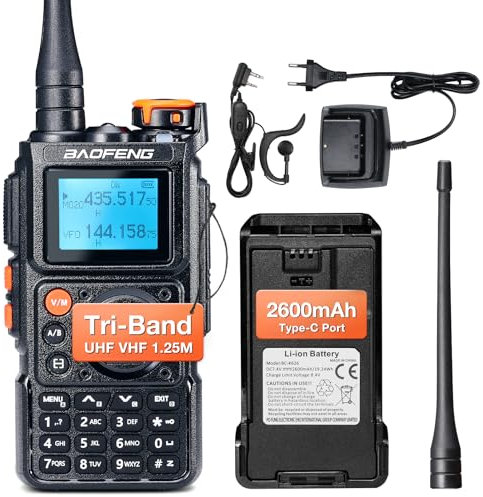 BAOFENG K6 Multi Band Handfunkgerät, 5W High Power Amateurfunk, UHF VHF FM Air Multi Band Empfänger, 2600mAh Akku mit USB-C Ladefunktion, 999CH, Drahtlose Freq-Kopie, Reverse Repeater-Freq