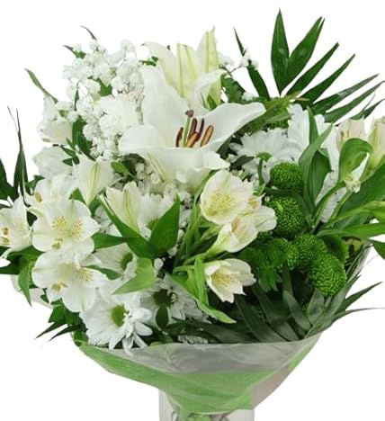 DECOALIVE| Ramo de Flores BLANCAS Natural | Ramo para Decorar la Casa o la Oficina