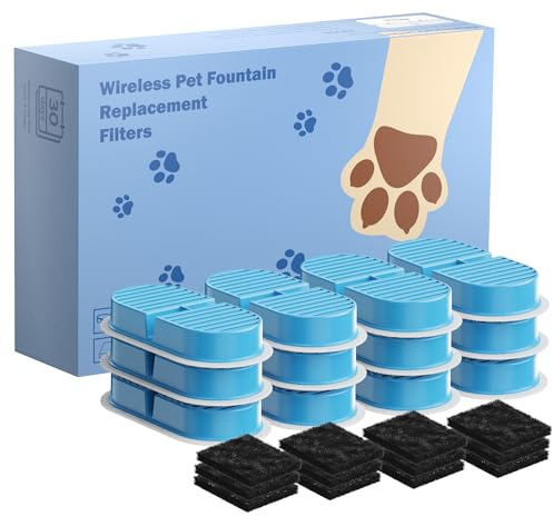 VKIMISS Fontaine à Eau pour Chat - Filtration Multiple avec 12 Filtres à Charbon et 12 Filtres à Mousse