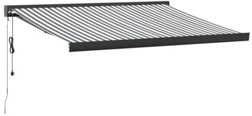 vidaXL Toldo retráctil Aluminio y Tela Gris Antracita y Blanco 3x2,5 m, toldo, toldo de Ventana, toldo de terraza, toldo de Patio