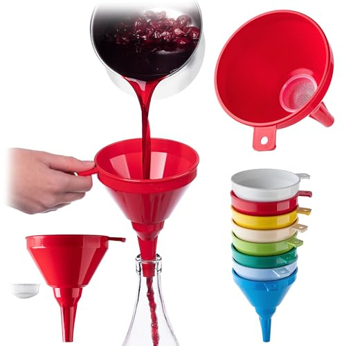 KADAX Imbuto con filtro a maglia fine per riempire e filtrare i liquidi in bottiglie, imbuto in plastica per la cucina (1 pezzo)