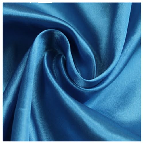 AMateschitz Tissu de doublure en satin au mètre - Tissu en polyester doux - Tissu en coton à coudre - Couleur unie - 28 couleurs - Pour robes, vestes, manteaux, pantalons, jupes, meubles - Bleu lac