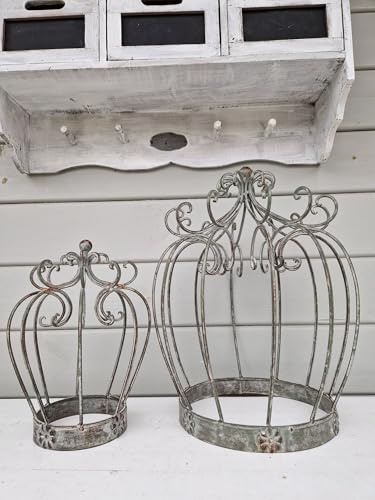 Arinosa Gartenkrone Eisen Dekokrone D21xH28cm o. D35xH40cm, Bitte Größe wählen:groß D35xH40cm