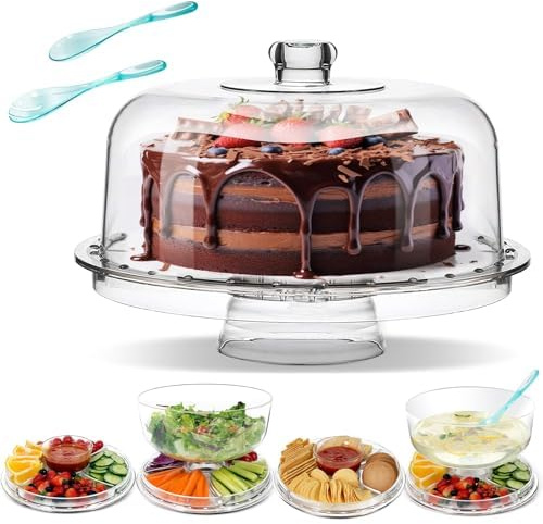 Masthome Porta Torta con Coperchio, Alzata per Torta con Campana, Alzatina per Dolci in Plastica