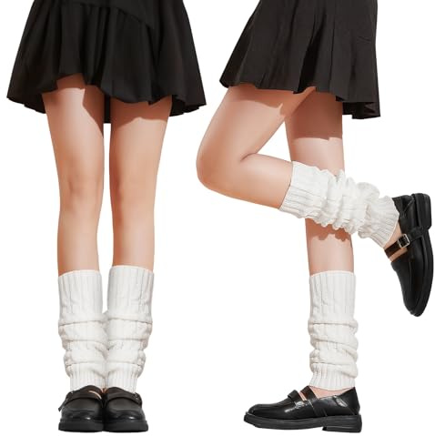 SIWOKJJO Stulpen, 2 Paar Gestrickt Beinwärmer, Leg Warmers